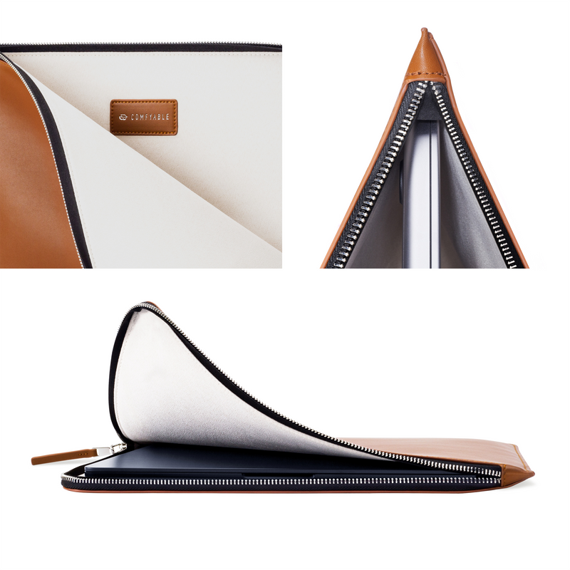 Laptop Sleeve 13-14 Inch Fit for MacBook Pro 14-in M1, All versioned MacBook Air & MacBook Pro M2 & M1, PU Leather Laptop Sleeve Case, Brown