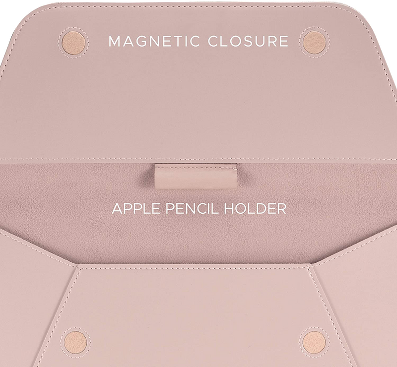 Comfyable TABLET SLEEVE FOR IPAD PRO 9.7-11INCH & 12.9 INCH & SMART/MAGIC KEYBOARD W/ PENCIL HOLDER, PVC Leather Envelope Tablet Case for iPad, Pink