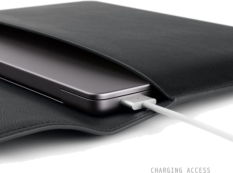 Laptop Sleeve Fit For 13 Inch MacBook Pro, MacBook Air M2 M1, 14-in MacBook Pro M2 M1, Faux Leather Envelope Portfolio Computer Case, Black Pebbled