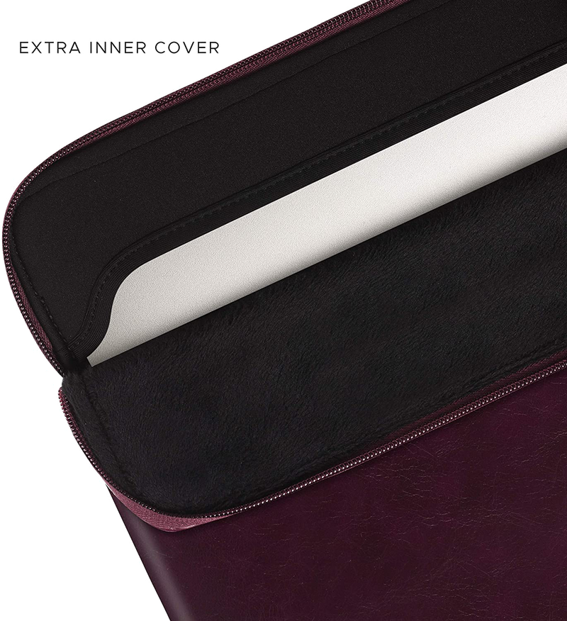 Slim Protective Laptop Sleeve Fit for All MacBook Air& 13inch/ MacBook Pro 14Inch 16Inch, PU Leather Bag Waterproof Computer Case, Berry Brown