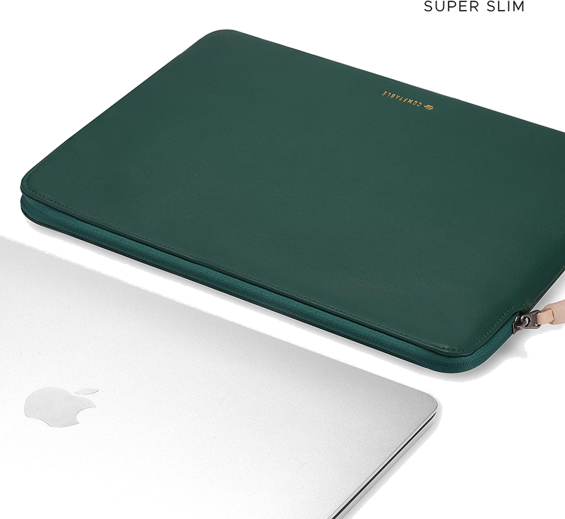 Slim Protective Laptop Sleeve Fit for All MacBook Air 15in & 13in/ 14inch/ 16inch MacBook Pro , PU Leather Bag Waterproof Computer Case - Green