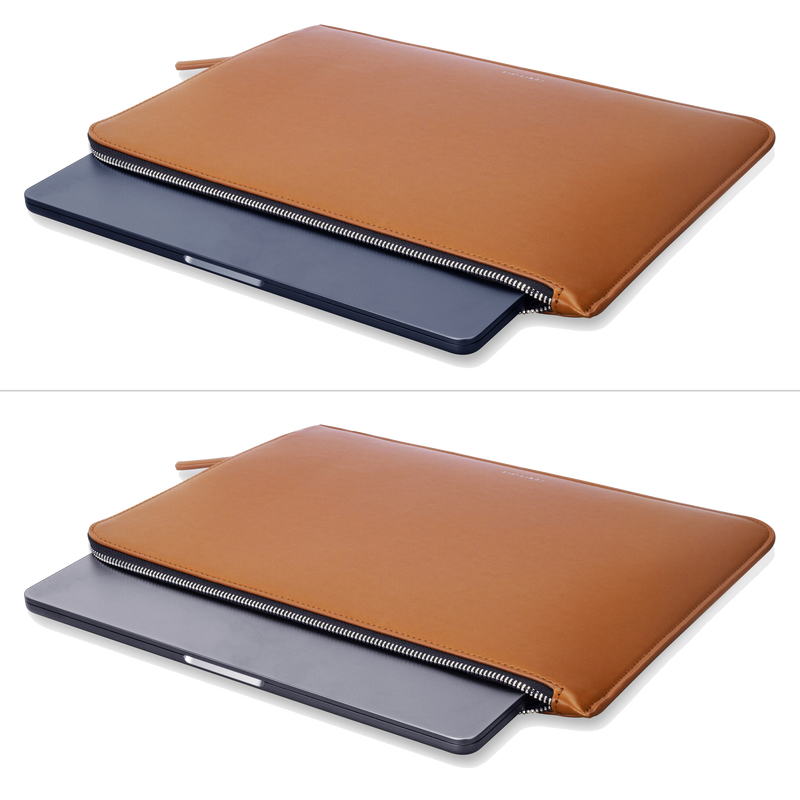Laptop Sleeve 13-14 Inch Fit for MacBook Pro 14-in M1, All versioned MacBook Air & MacBook Pro M2 & M1, PU Leather Laptop Sleeve Case, Brown