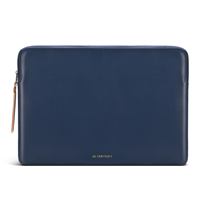 Comfyable Slim Protective Laptop Sleeve Fit for MacBook Pro 14-in M2 M1 / 13-in & All 13”MacBook Air, PU Leather Waterproof Case, Midnight Blue